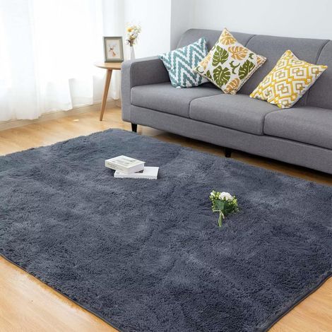 Teppich 200x290cm Hochflor Shaggy Antirutsch Wohnzimmer Grau 200x290CM (1/5)