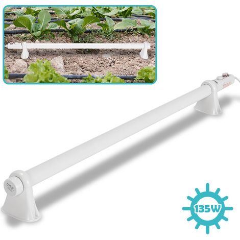 Jiubiaz Calefactor eléctrico para invernadero 135 W, calefactor tubular blanco, 1000 mm, para aprox. 8 m² (1/5)