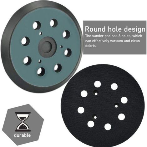 Plateau de ponçage Makita 125mm, disques 8 trous, patin 5 pouces, compatible BO5010 BO5030 DeWalt DW420, professionnel (1/4)