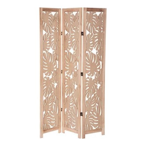 Atmosphera – Paravent bois ajouré 165 cm – MDF et paulownia – Cloison décorative beige – Prêt à l'emploi pour espaces intérieurs