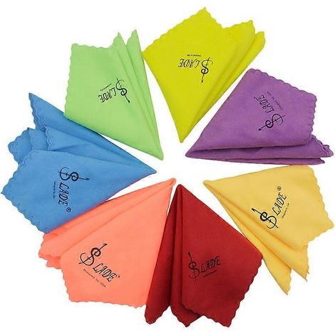 Lot de 7 chiffons de nettoyage colorés pour instruments de musique, résistants aux rayures et réutilisables, en coton, pour guitare et basse (couleurs assorties).-22.50X22.50X0.10CM (1/2)