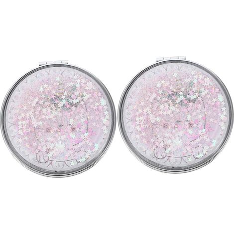 2pièces Miroir Compact Pliable Double Face Miroir de Maquillage Cosmétique Portable pour Voyages