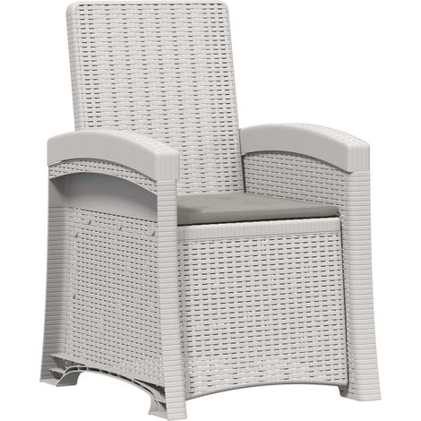 Reclining Garden Chair Rattan Look White and Light Grey PP vidaXL (1/5)
