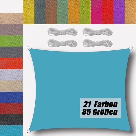 voiles d'ombrage Rectangulaire pour Patio Anti 95% UV avec Corde Libre Voile d'ombrage ajourée pour Balcon Patio terrasse Jardin extérieur Lac Bleu 2x3m (1/5)