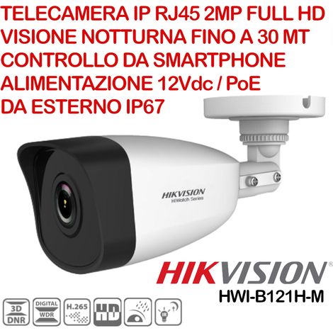 Telecamera Bullet Hikvision Hiwatch HWI-B121H-M IP 2.0 Megapixel Full HD, ottica fissa 2.8mm, PoE, IP67 (1/3)