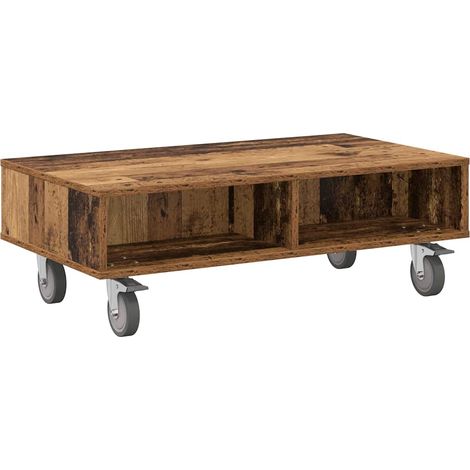 Tavolino con Ruote Legno vecchio 90 x 50 x 30 cm vidaXL