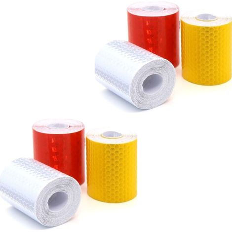 6 rouleaux de ruban réfléchissant Ruban adhésif pour sécurité Ruban d'avertissement Ruban de marquage de sécurité 5cm x 3m (1/5)