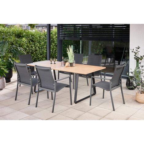 Primaster Garten-Essgruppe Rovigo + Fano 6 Personen Aluminium hellbraun/anthrazit Sitzgruppe