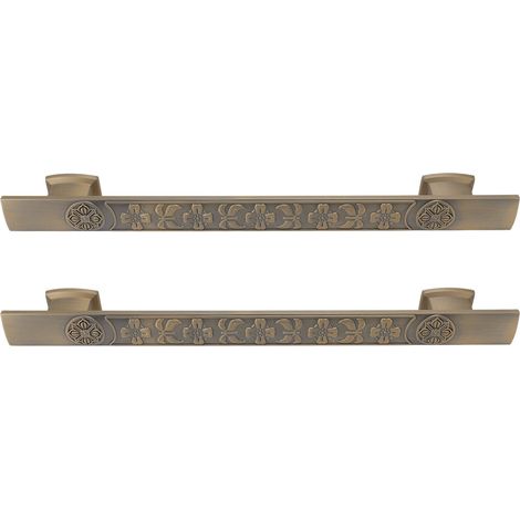 Lot de 2 poignées de porte rétro en alliage de zinc, style européen vintage, pour portes de placards de cuisine et de salle de bain, vert rétro (1/5)