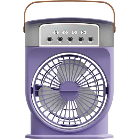 Ventilateur brumisateur portable, ventilateur de pulvérisation d'eau avec réservoir de 600 ml, 3 vitesses et veilleuse 7 couleurs, batterie rechargeable 25 dB pour intérieur et extérieur