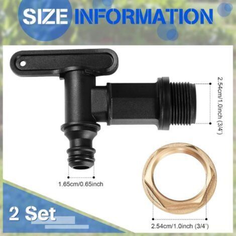 Robinet de réservoir Nuanchu 2, robinet de réservoir à enclenchement, raccord pour seau d'eau de pluie, tuyau de réservoir 3/4 BSP, pièces de rechange pour robinet (1/4)