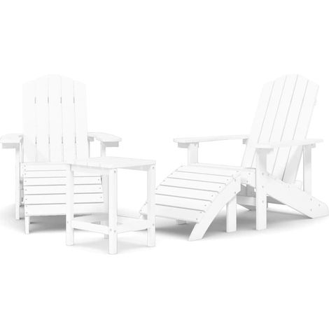 Sedie Giardino Sedute da esterno con Poggiapiedi e Tavolo Adirondack HDPE Bianco (1/4)