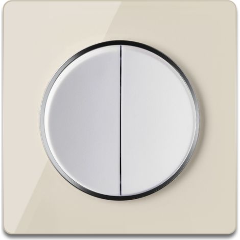 Serienschalter 2fach weiß mit Glas-Abdeckrahmen beige (1/3)