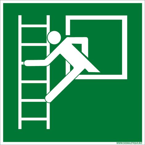 Panneau de signalisation fenêtre de secours E017 ISO 7010 - Évacuation et sortie de secours - Plastique PVC 1,5 mm - 125 x 125 mm (1/5)