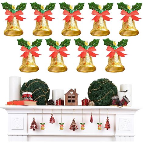 Ornements de Cloches de Noël Ornements de Couronne de Fête Saisonnière avec Décorations de Sapin de Noël Pour Maison Bureau École Balcon Porte D'Entrée (1/5)