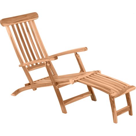 Matelpro - Transat inclinable avec repose-pieds en bois de teck massif naturel Eoline - NaturelRéglable sur 4 positions