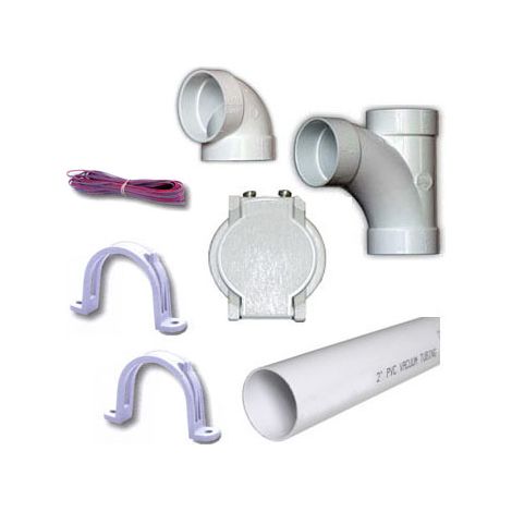 Atepac – Kit prise garage 1 prise 16A – 0,35 ml tuyau PVC – CC90° – 1 Té 90° – 2 colliers pour aspiration