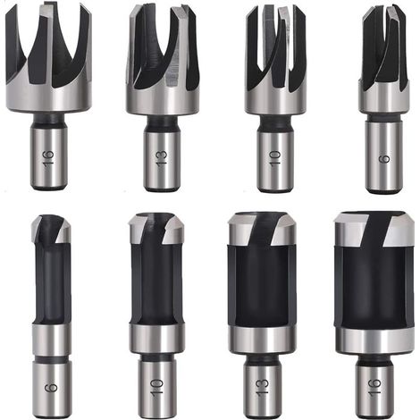 Mèche à bois pour perceuse 8PCS – Acier au carbone avec revêtement titane – Diamètres 6-16mm – Pour bouchons coniques précis (1/5)