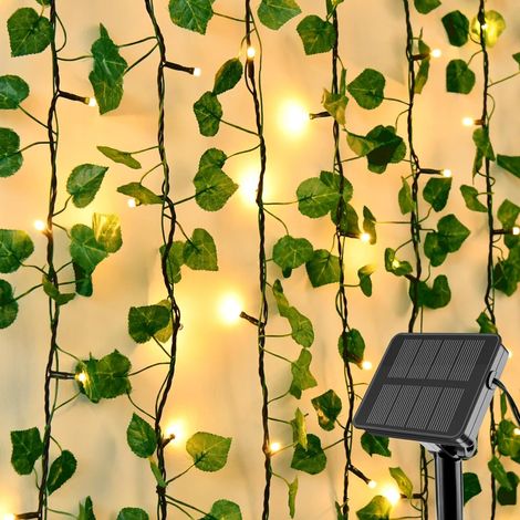 Guirlande Lumineuse Solaire Extérieure, 5M 50LED Lierre Artificiel Guirlande Lumineuse 8 Modes IP65 Étanche Lierre Lumiere Solaire Décor pour Jardin, Terrasse, Chambre, Balcon, Noël, Mariage (1/5)
