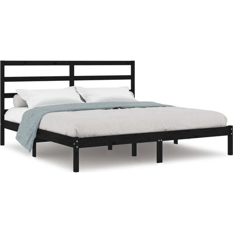 Maison Exclusive - Massivholzbett Schwarz Kiefer 200x200 cm