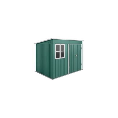 Abri de jardin métallique pour ranger les outils, avec fenêtre et large porte, 260 x 177 x 190 cm, vert (1/5)