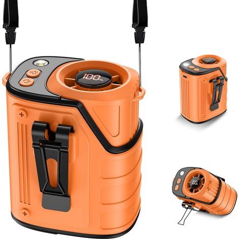 Ventilateur Portable Sans Mains 100 Vitesses, Ventilateur Tour de Cou pour Chantier et Camping-Orange (1/5)