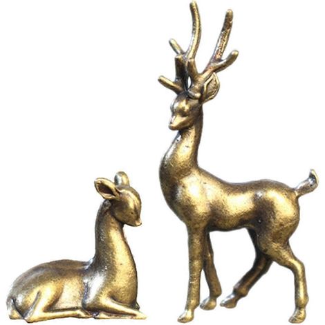 Tischdekoration, kleines Ornament, Sikahirsch-Motiv aus Kupferlegierung