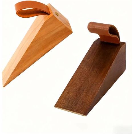 2-teiliger Türstopper aus Massivholz (Buche & Schwarznuss) – Rutschfester Türstopper mit Gummiauflage – Verstellbar von 5–30 mm, geräuscharm und stoßdämpfend – Für schwere Türen