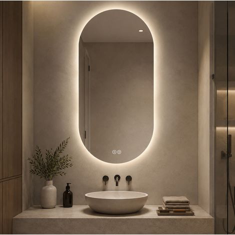 Specchio bagno LED touch antiappannamento 60 x 120 cm argento DESVIAE (1/5)