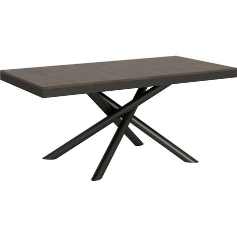 Table extensible design pieds arrondis entrelacés anthracite Zeus evolution 180 à 284 cm-Marron-180 à 284 cm (1/5)