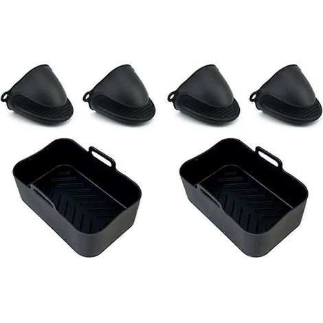 Accessoires pour friteuse à air Ninja DZ201 Foodi : manique en silicone de 8 quarts avec gants résistants à la chaleur (noir) (1/4)