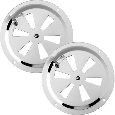 Grille de Ventilation Rond 2 pièces Grille D'aération Ronde Trou de Ventilation Grille Aeration Reglable Grille d'aération 125 mm en Acier Inoxydable Grille D'évacuation Air Entrant (1/5)