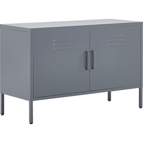 Credenza in Metallo Grigio con Piedini Alti e Ripiani 100 x 40 x 65 cm Uria