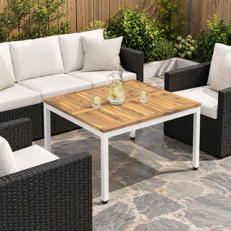 vidaXL Coffee Table Whitewash 80 x 80.5 x 45 cm Solid Acacia Wood (1/5)