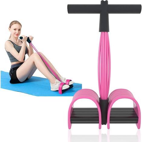 Corda multifunzionale per esercizi di trazione, fascia elastica di resistenza a 6 pezzi, attrezzo per pedali yoga, rosa (1/5)