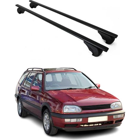 OMAC Dachträger Querträger für VW Golf mk3 Variant 1991-1998 – Abschließbar – Max. 75 kg – 2 Stangen Stahl Schwarz (1/5)
