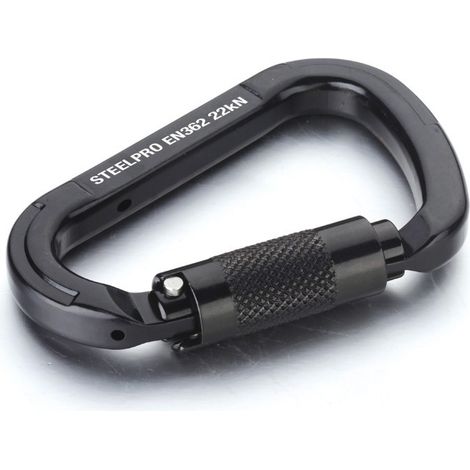 STEELPRO MOSQUETON ARNES ALUMINIO NEGRO SEGURO EN362 1888MALA