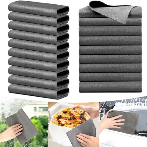 Paño mágico de microfibra para limpieza de vidrio, 10 unidades, 30 x 40 cm, sin rastro, para espejos de coche, ventanas, cocina y baño. (1/5)