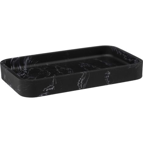 Plateau rectangulaire anglulaire léa effet marbre noir - 5five