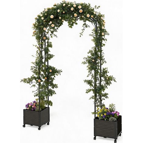 arche jardin métal robuste deux bacs à fleurs treillis 1 2 m support plantes grimpantes fond mariage fête extérieur (1/5)
