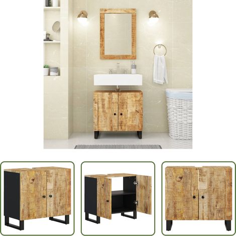 vidaXL Holzregal -  Waschbeckenunterschrank Massivholz Mango und Holzwerkstoff (1/5)