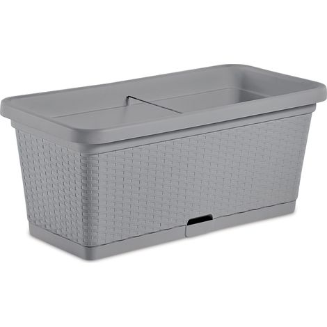 STEFANPLAST Bac a fleur NATURAL - 66 L - 80x40x34h cm - Gris pierre (1/5)