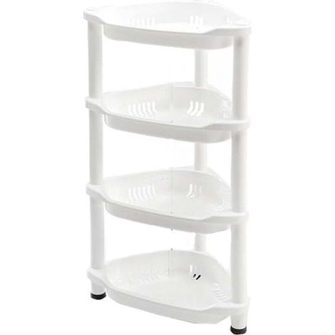 Étagère de douche d'angle antirouille en plastique ABS – 4 niveaux – Dimensions 77x37x26 cm – Installation facile sans outil (1/5)