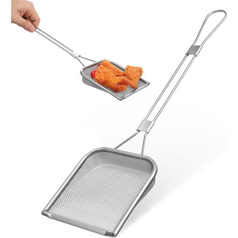 Cuillère Passoire Égouttoir Friture En Acier Inoxydable Écumoire Inox Maille Fine Louche Écumoire Avec Manche Confortable Et Trou De Suspension Pour (1/5)