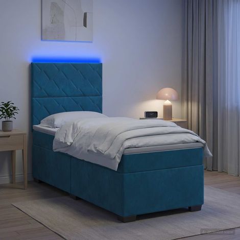 Cama box spring con colchón Azul 80 x 200 cm Terciopelo (1/5)