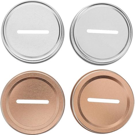 Lot de 4 couvercles à fente pour pièces de monnaie, ouverture standard de 70 mm (1/5)