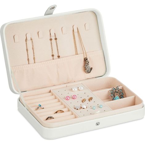 Estuche de viaje para joyas: organizador compacto con aspecto de cuero