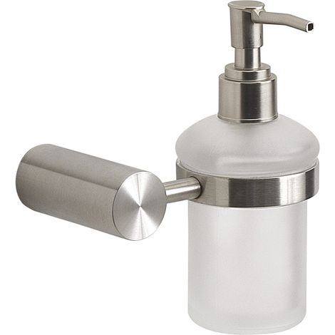 Dispenser Sapone Da Muro In Acciaio Inox Finitura Spazzolata E Vetro Satinato Aloe