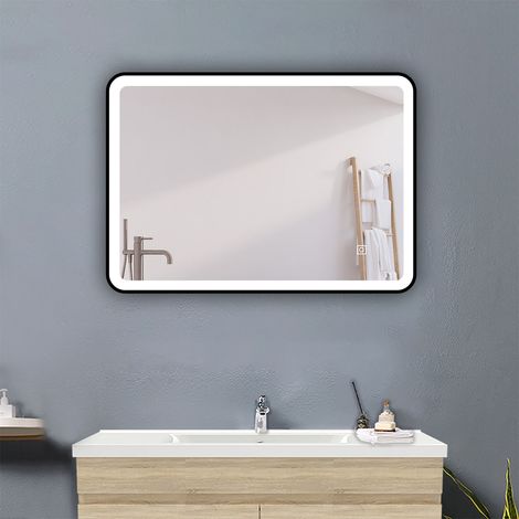 70 x 50cm Badspiegel Touch LED Wandspiegel Badezimmerspiegel Beleuchtung Beschlagfrei Kalt/Warmweiß dimmbar (1/5)