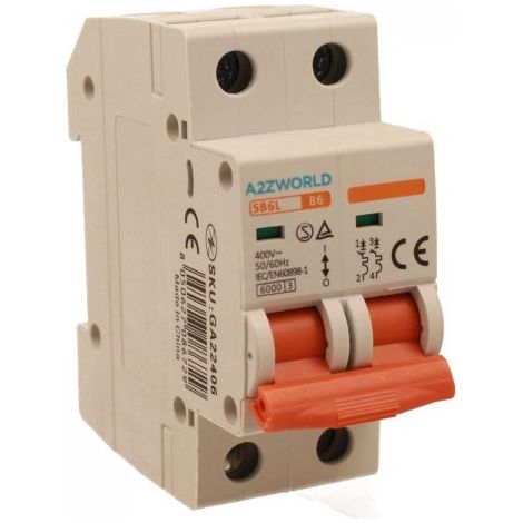 MCB Interruttore Magnetotermico Automatico Curva B 2P 2M 6000A B6A AC 400V IP20 IEC60898-1 SB6L